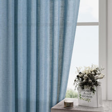 Load image into Gallery viewer, Light Filtering Blue Linen Curtains 84" - Stylish Back Tab Drapery for All Rooms