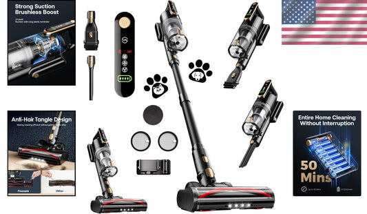 Effortless Cordless Vacuum with 50 Min Runtime & 6-Stage Filtration for Home Use