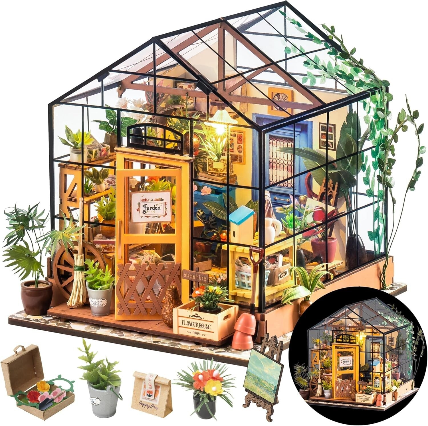 Charming DIY Mini Greenhouse Kit with Furniture: Perfect Gift for Plant Lovers