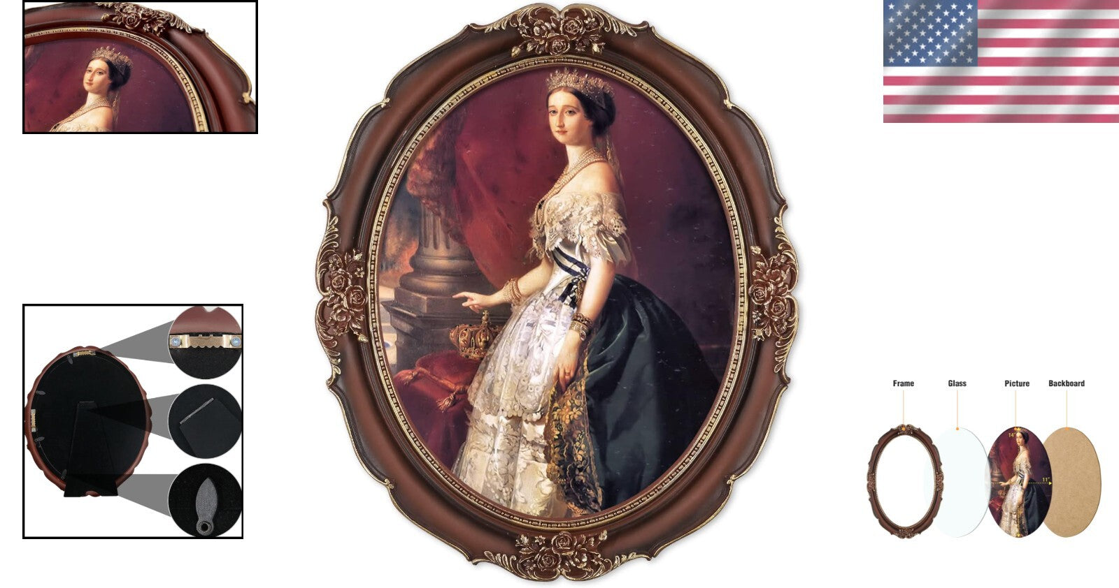 Handcrafted 11x14 Oval Picture Frame with Floral Design -Luxury Home Accessory