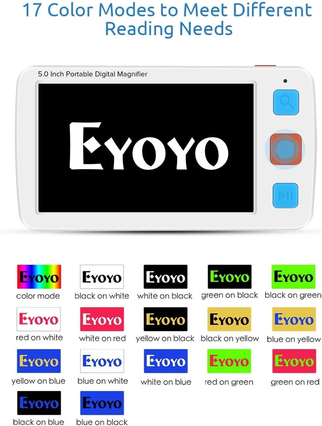 5-Inch Electronic Magnifier with TV Output, 17 Color Settings, & Photo Playback