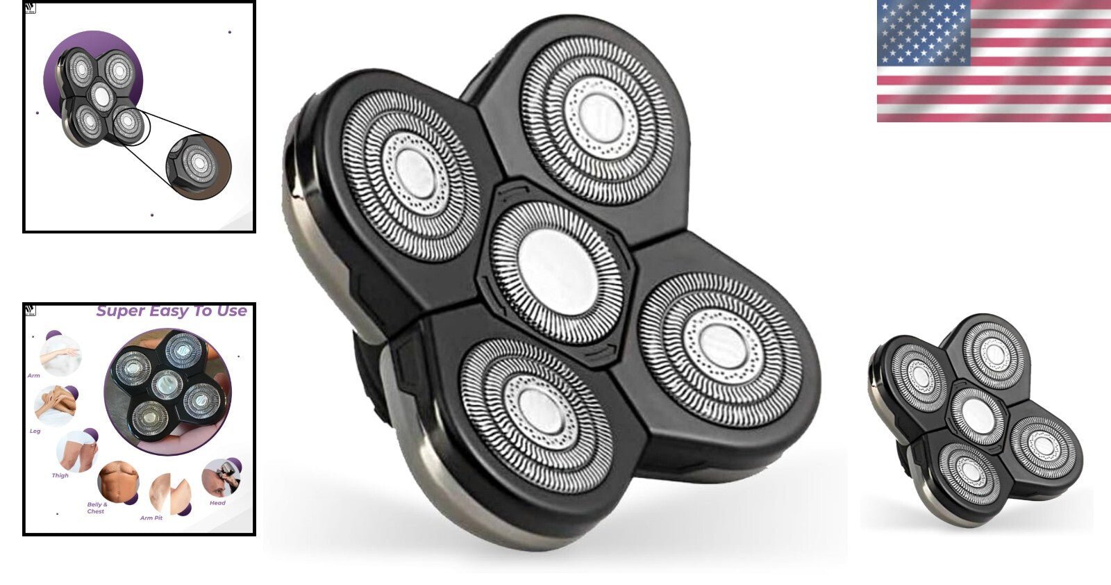 Efficient Replacement Shaver Head - Flexible Blades for Perfect Shaving Contours