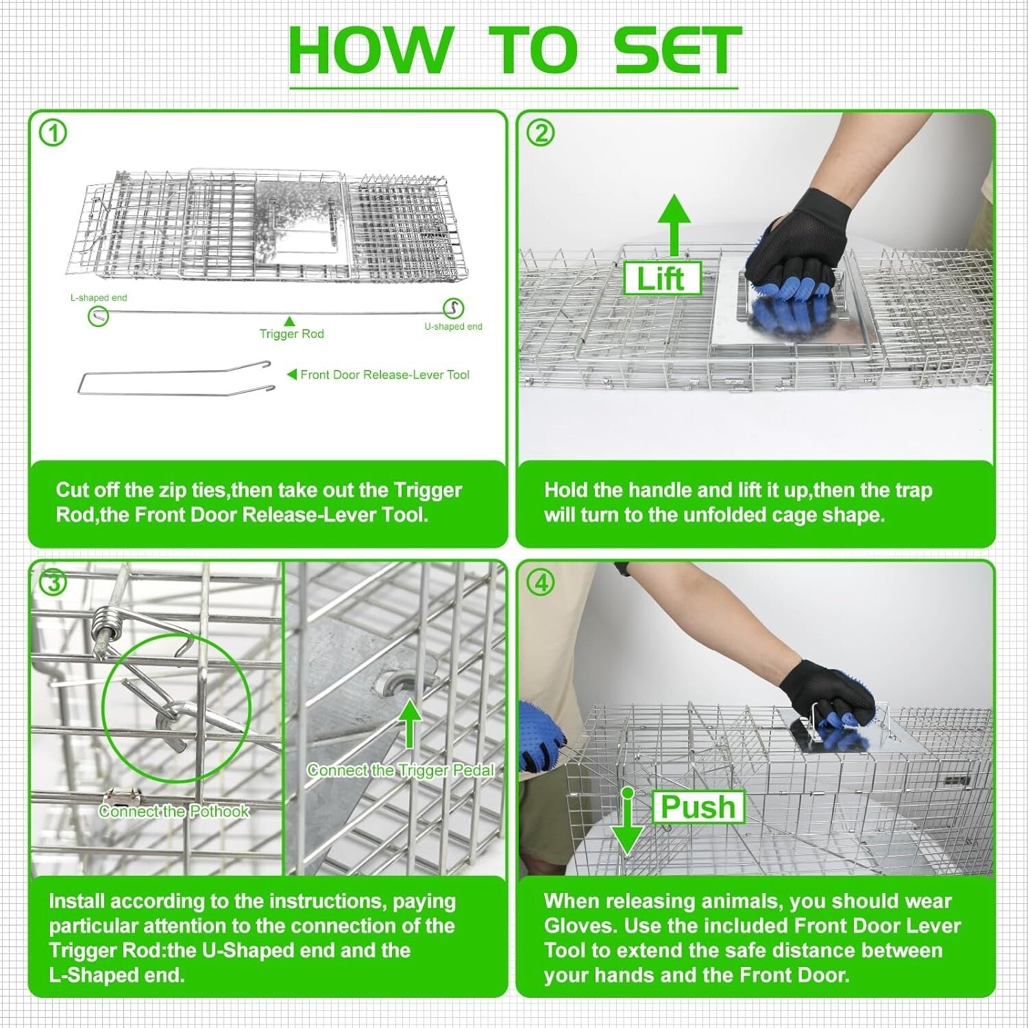 Compact 32" Heavy Duty Animal Trap - Capture Stray Cats, Raccoons, and More