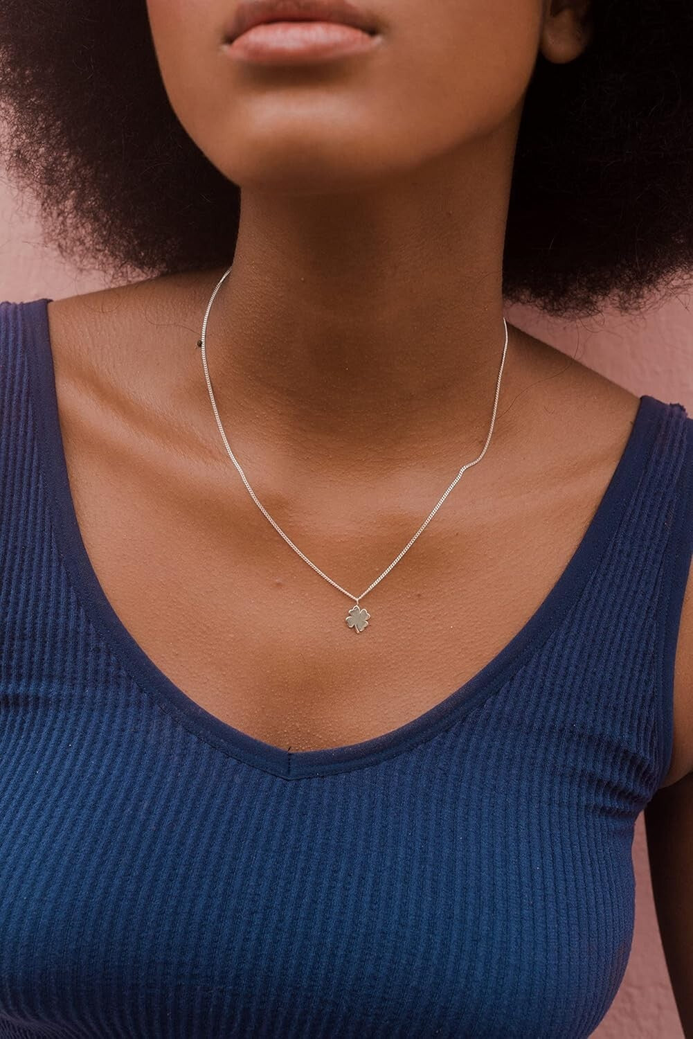 925 Sterling Silver Filigree Necklace with Lucky Clover Pendant - Adjustable 20"