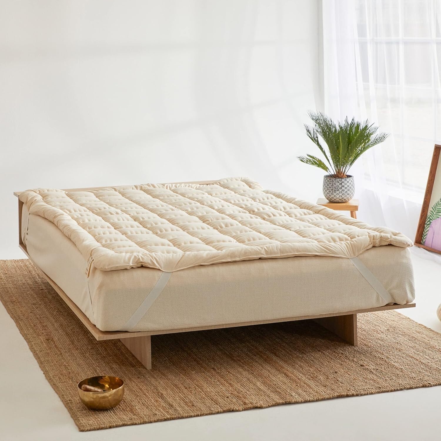 Luxury Handmade Organic Wool Mattress Topper - Moisture-Wicking, Medium Firm