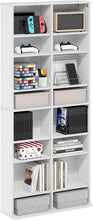 Load image into Gallery viewer, Sleek 16-Shelf Media Storage Tower Rack - Durable, Easy Assembly - White Finish