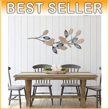 Load image into Gallery viewer, Rustic 40" Bird &amp; Leaf Wall Decor - Handmade Metal Art for Farmhouse Décor