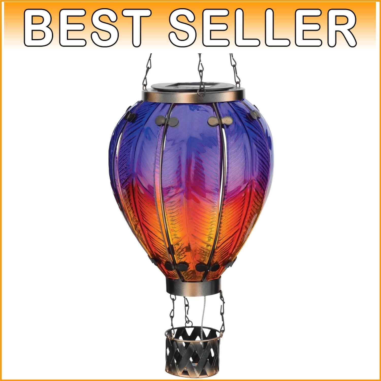 Durable Metal and Glass Solar Hot Air Balloon Lantern – Perfect for Garden Decor