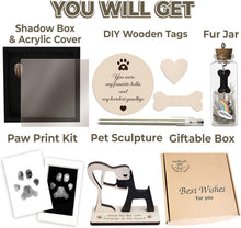 Load image into Gallery viewer, Elegant Dog Memorial Frame: 8.6-Inch Rustic Shadow Box with Personalization Kit