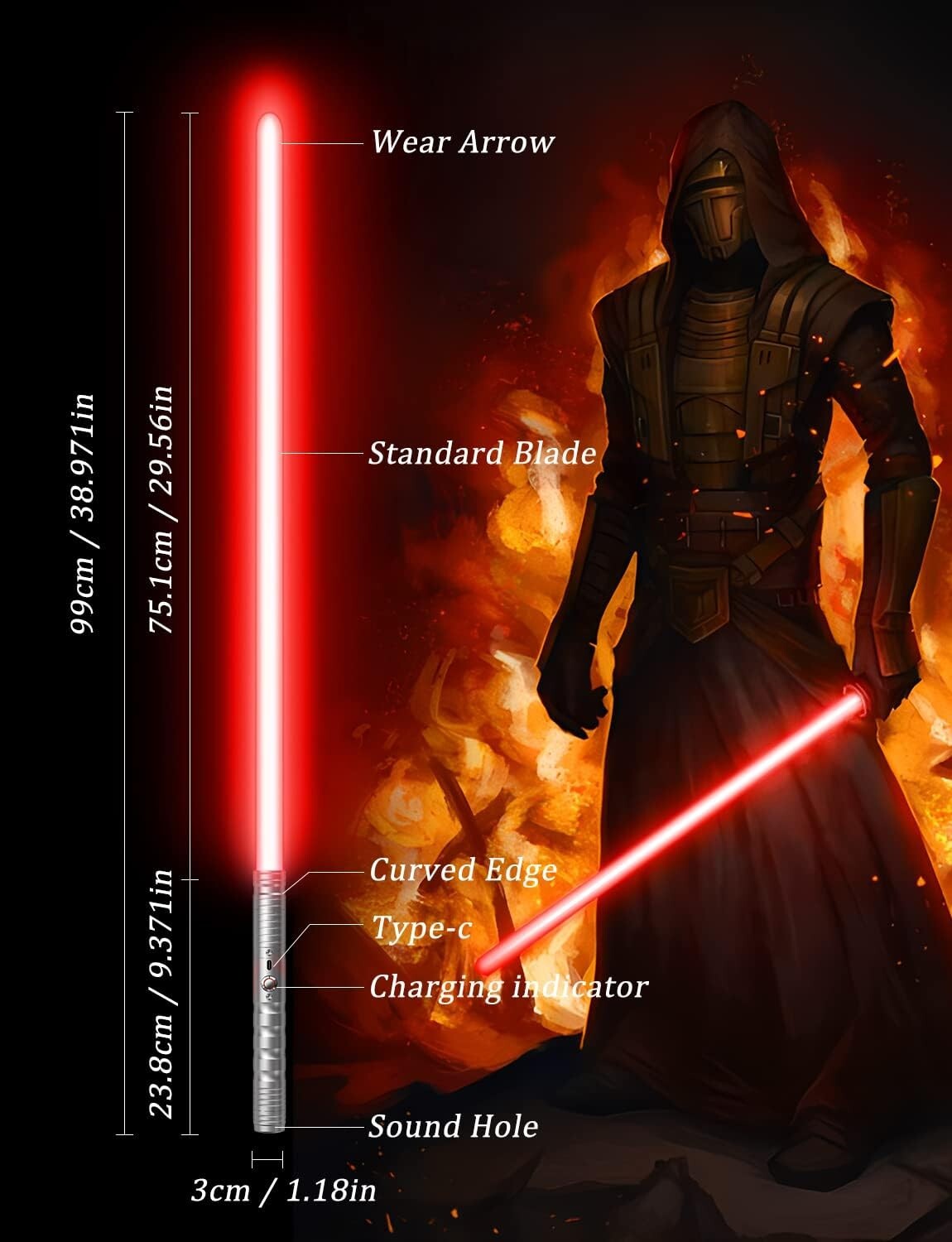 Dual-Function Lightsaber with 12 RGB Colors and Metallic Hilt - Combat Ready