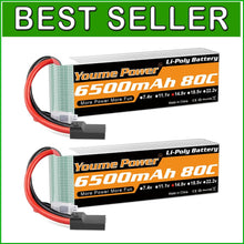 Load image into Gallery viewer, Premium 14.8V 6500mAh 80C Lipo 4S Battery Pair with TR Plug for Drones &amp; RC Toys