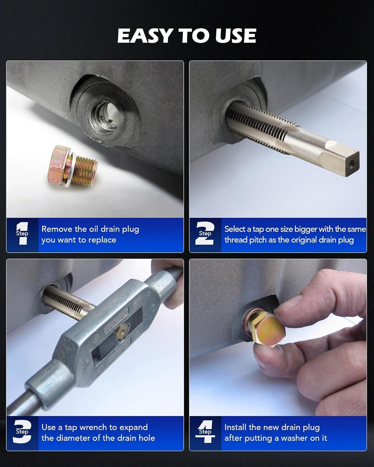 Durable Oil Pan Thread Repair Kit - 150pcs with Zinc-Coated Drain Plugs