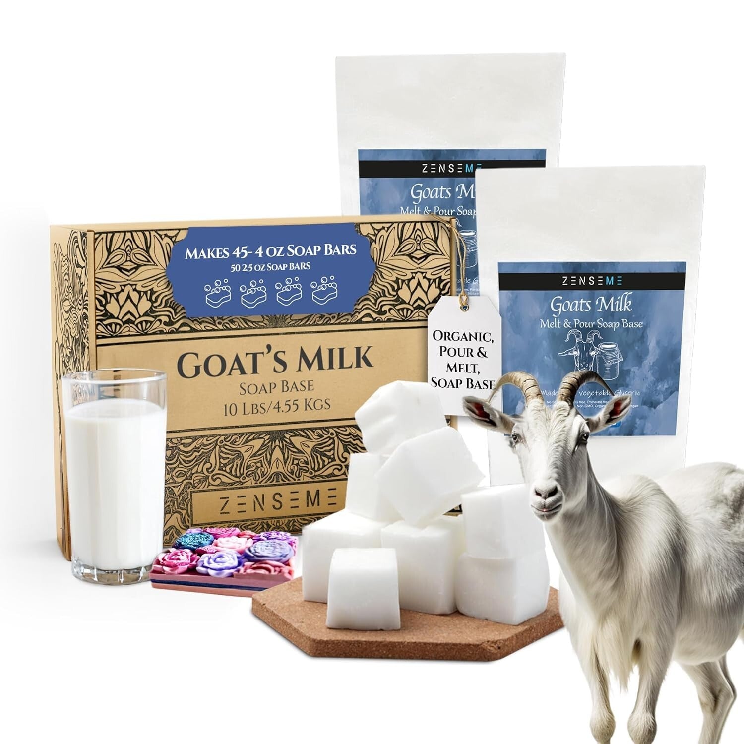 10LBS Goat's Milk Soap Base - Organic, SLS/SLES & PEG Free for Easy Soap Making