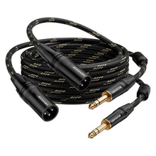 Load image into Gallery viewer, Premium 25ft XLR Male to 1/4 Inch TRS Cable - 2-Pack with Gold-Plated Connectors