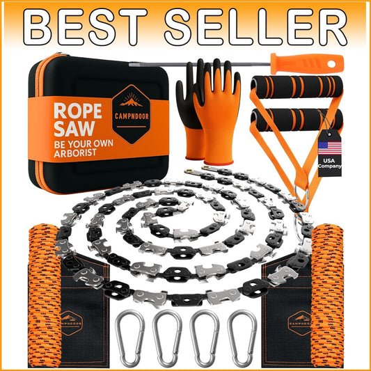 Effortless 53-Inch Rope Saw for Easy Tree Limb Cutting - Includes Case & Gloves
