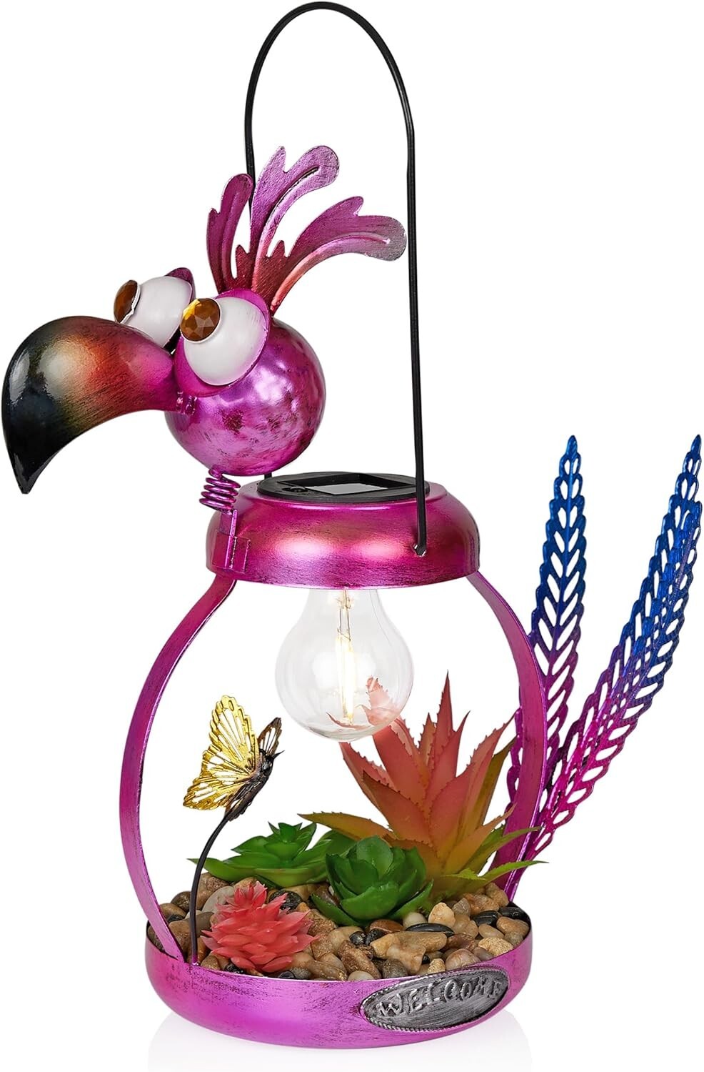 Charming 16'' Solar Metal Flamingo with LED Light – Perfect Outdoor Decor Piece