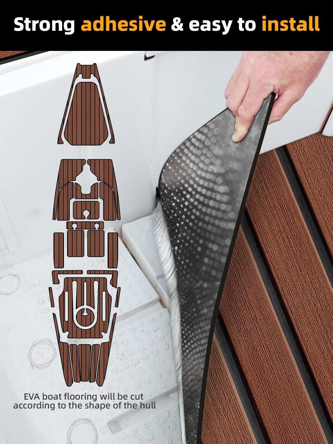Customizable EVA Marine Decking - Self-Adhesive Faux Teak for Yachts & Kayaks
