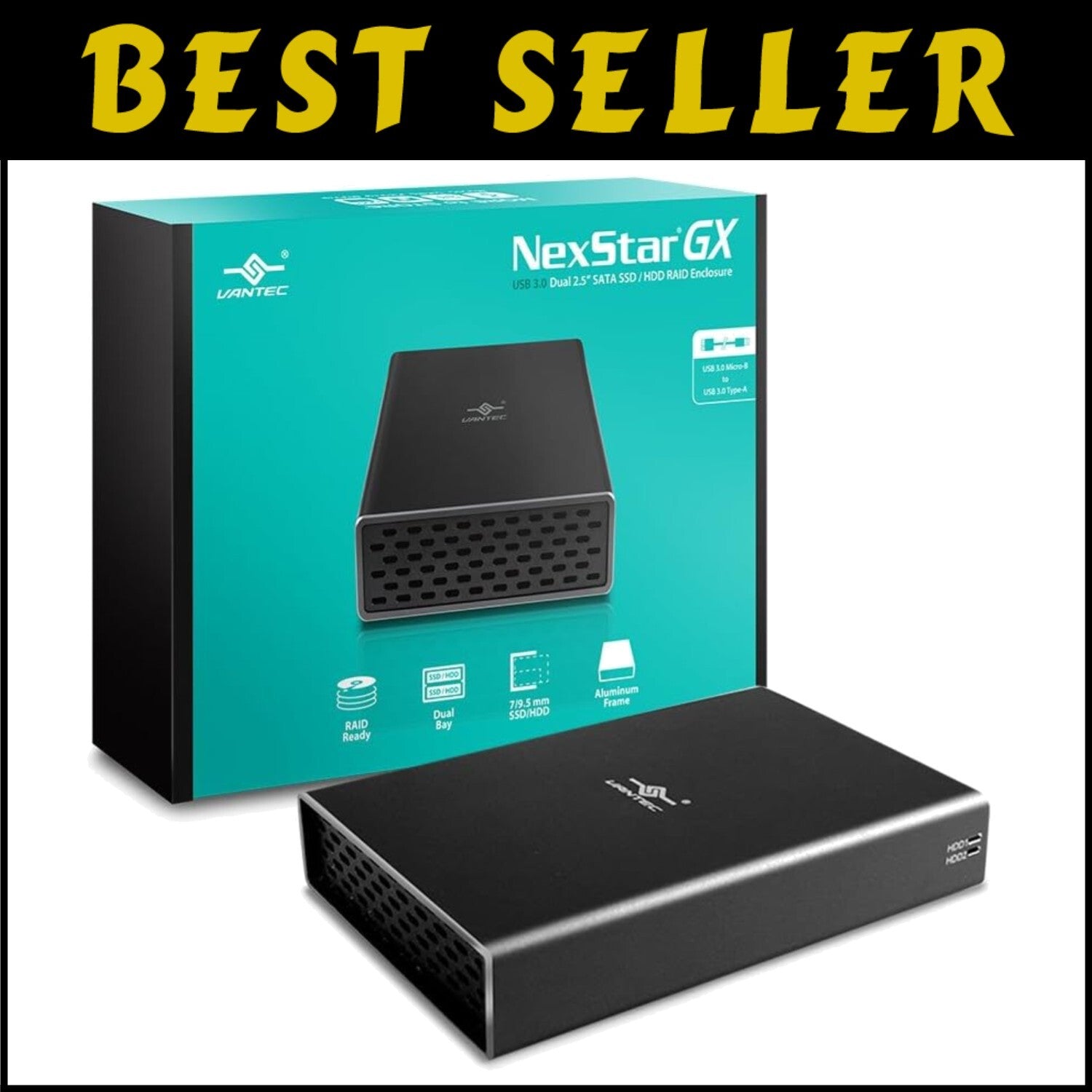 Compact Nexstar GX Dual 2.5" SATA RAID Enclosure - Ultra-Fast 5000Mbps Transfer