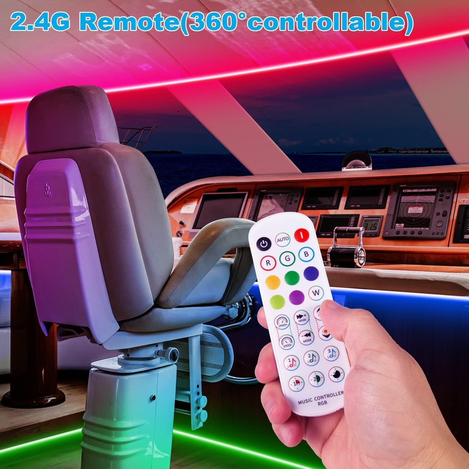 Customizable 50FT LED Strip Lights for Boats - IP67 Waterproof & App Controlled