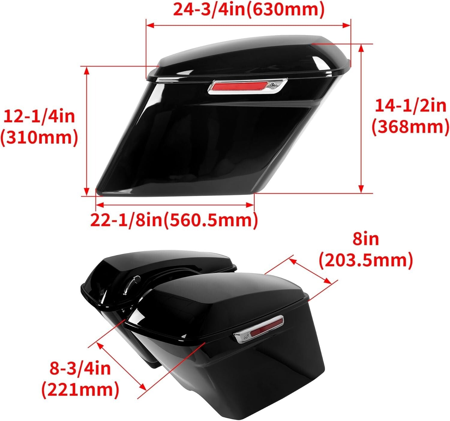 Classic 5'' Stretched Saddle Bags with Marker Lights for Harley Davidson Models