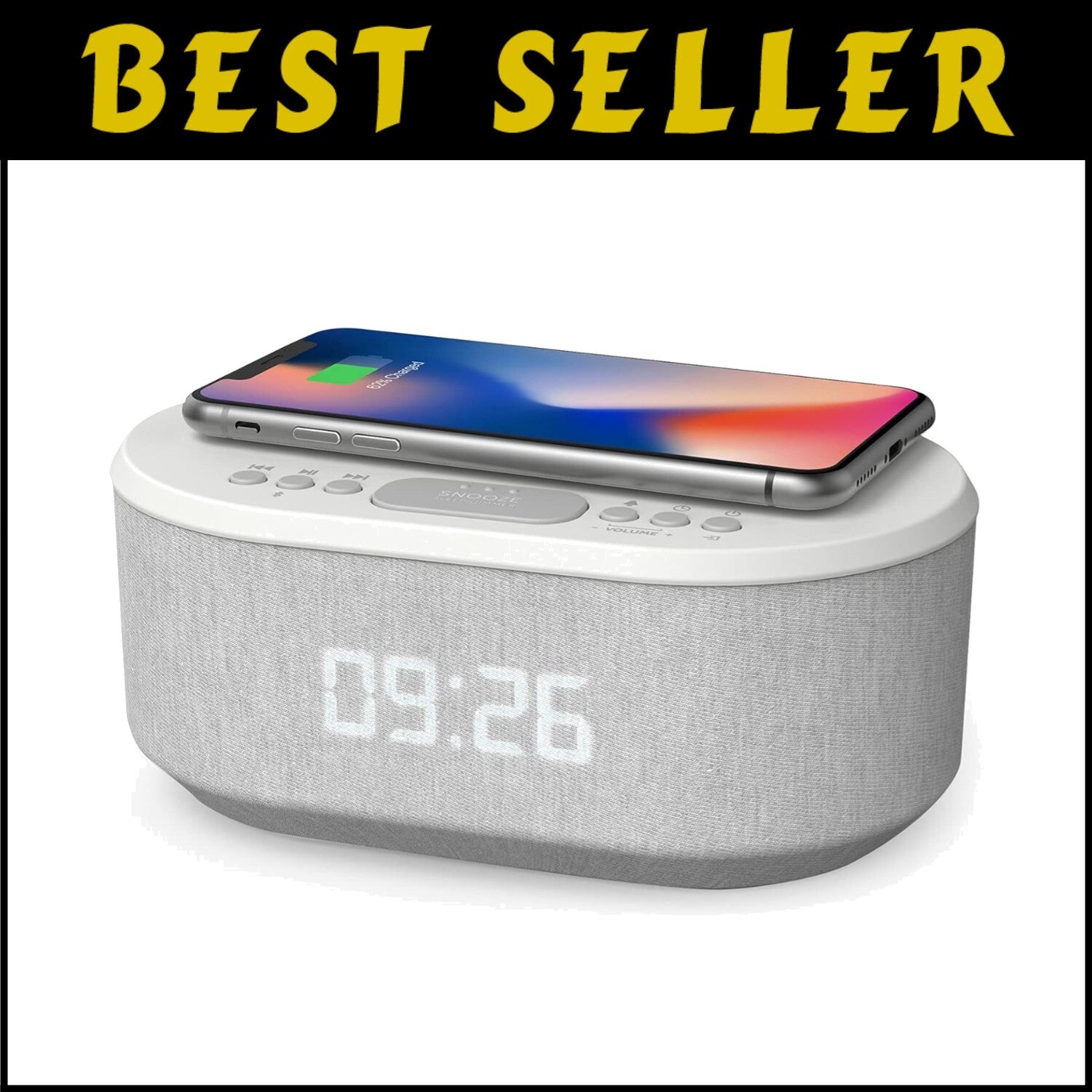 Elegant Digital Alarm Clock with Bluetooth Speaker, Wireless Charging & USB Port
