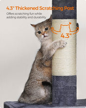 Load image into Gallery viewer, Smoky Gray 39.8" Cat Tower with Large Perch and Two Cat Caves - Stable &amp; Durable