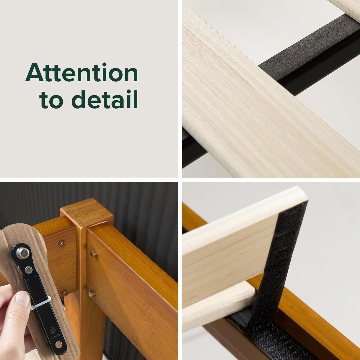 Eco-Friendly Ellie 14 Inch Bamboo King Platform Bed Frame - No Box Spring Needed