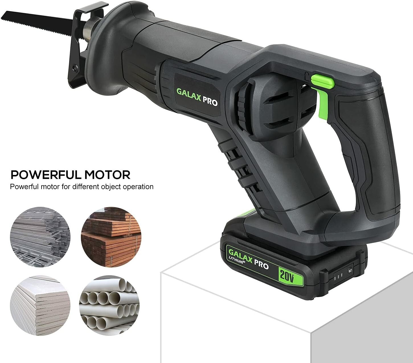 Powerful 20V Cordless Reciprocating Saw with 7/8" Stroke Length & Comfort Grip