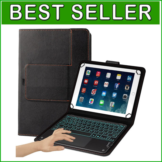 7-Color Backlit TouchPad Keyboard Case for 9-11” Tablets – Wireless Convenience