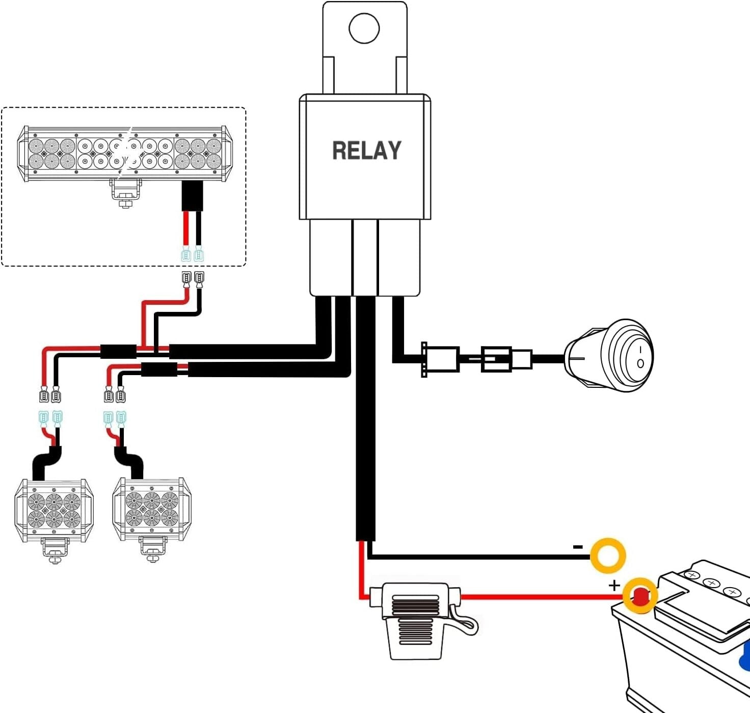 Bright 52-Inch LED Light Bar with 2 Pods & Mounting Bracket for Jeep JK Owners