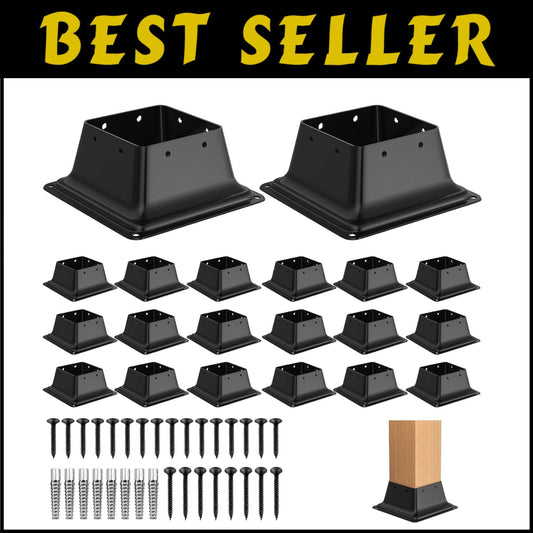 Durable 20 Pack Steel Post Base Brackets for Easy Deck & Porch Installation