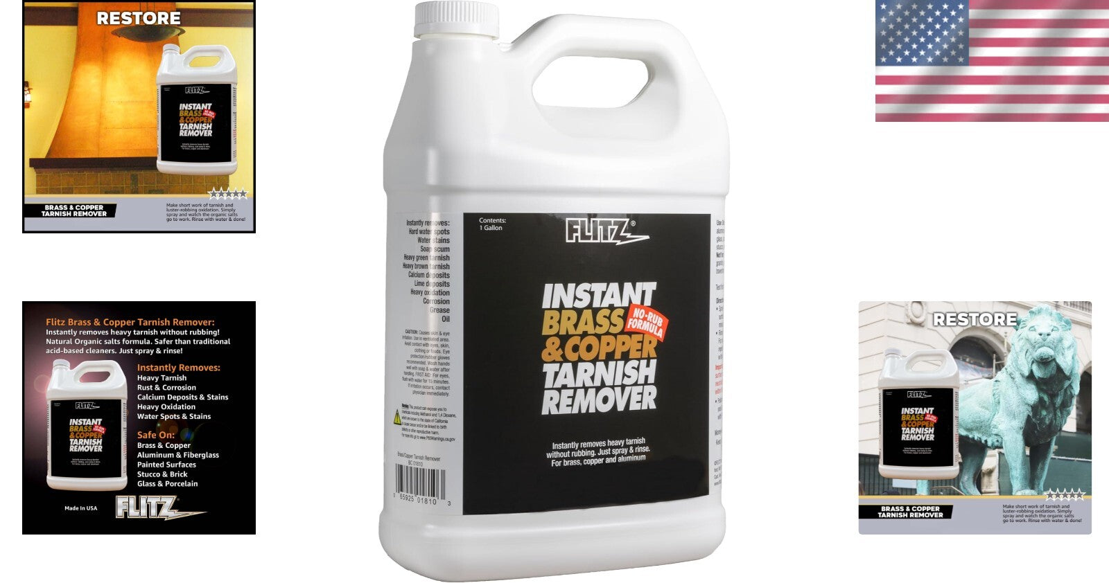 Instant Brass & Copper Cleaner - 128 fl oz Tarnish Remover for Multiple Surfaces