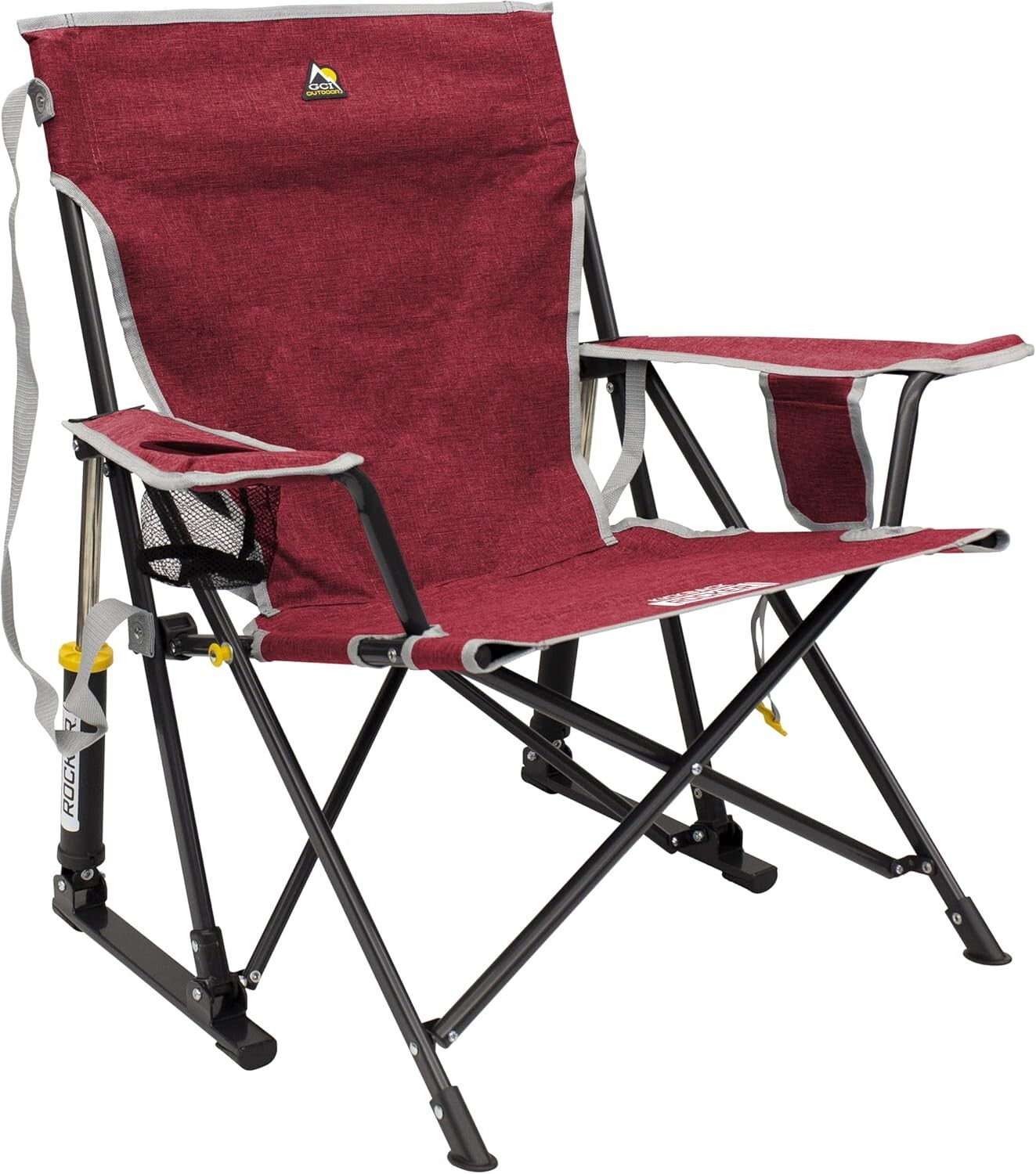 Alloy Steel Kickback Rocker – Lightweight Folding Chair with Beverage Holder