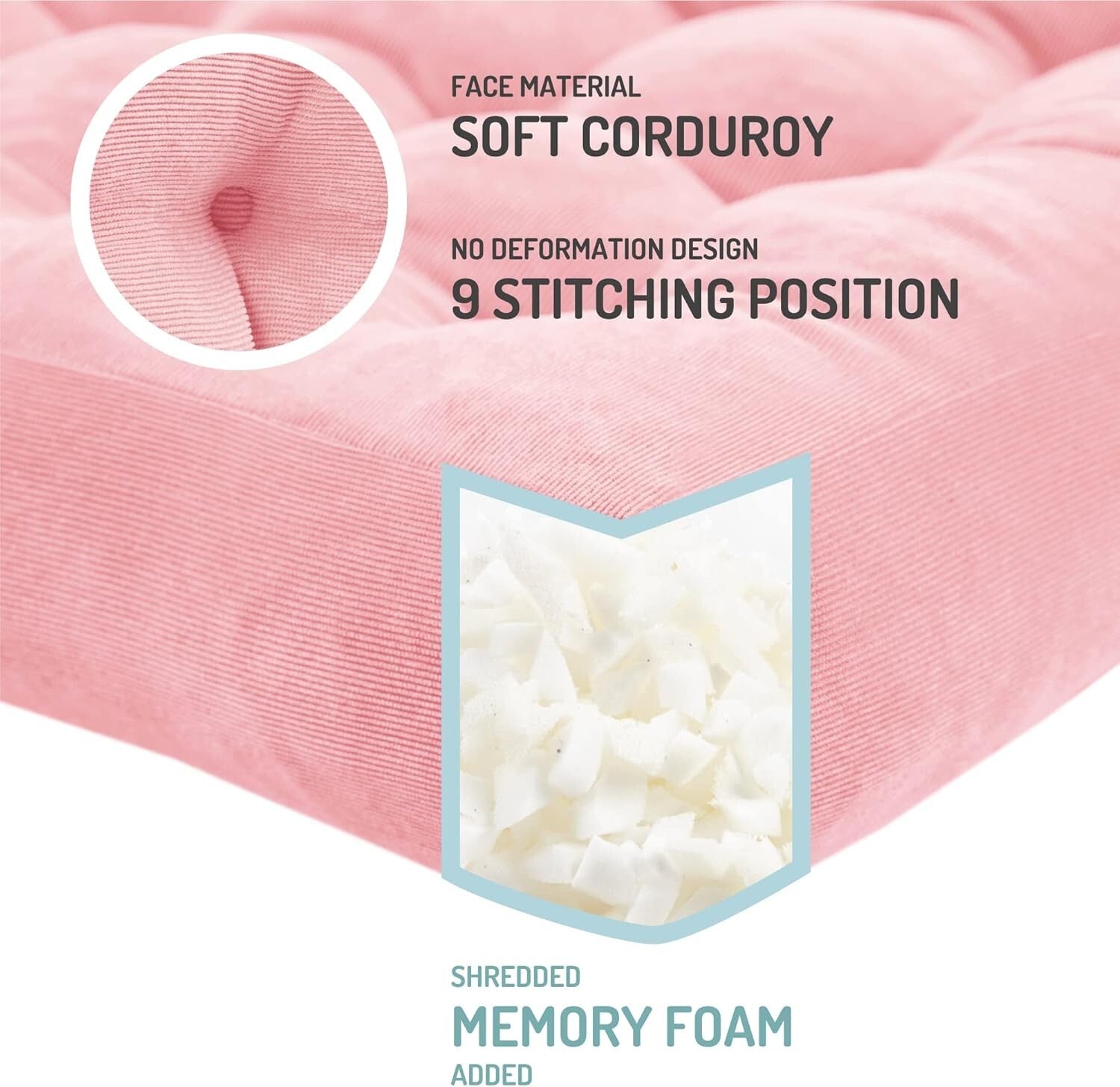 Set of 2 Stylish Pink Corduroy Floor Pillows – Ideal for Relaxation & Meditation