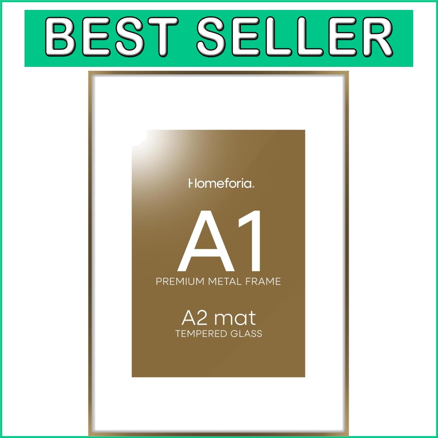 Classic Bronze A1 Poster Frame with Mat – 23.4x33.1” for Stunning Displays