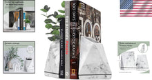 Load image into Gallery viewer, Versatile Non-Slip Bookends in White Marble - Perfect for Kitchen &amp; Office Use