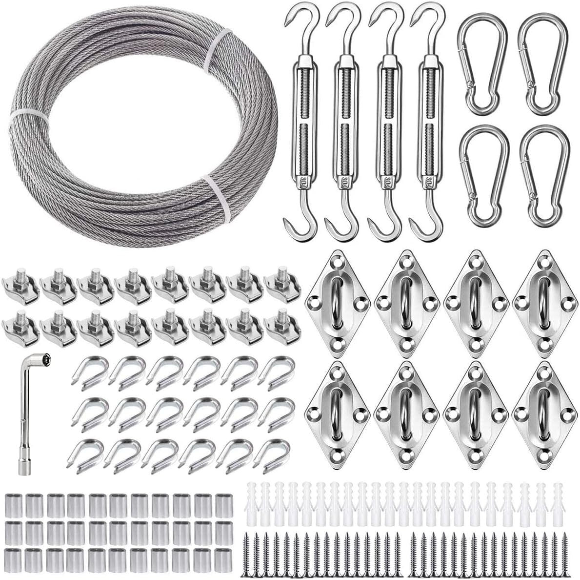 All-in-One Rectangle and Triangle Sun Shade Installation Kit with 5" Turnbuckles