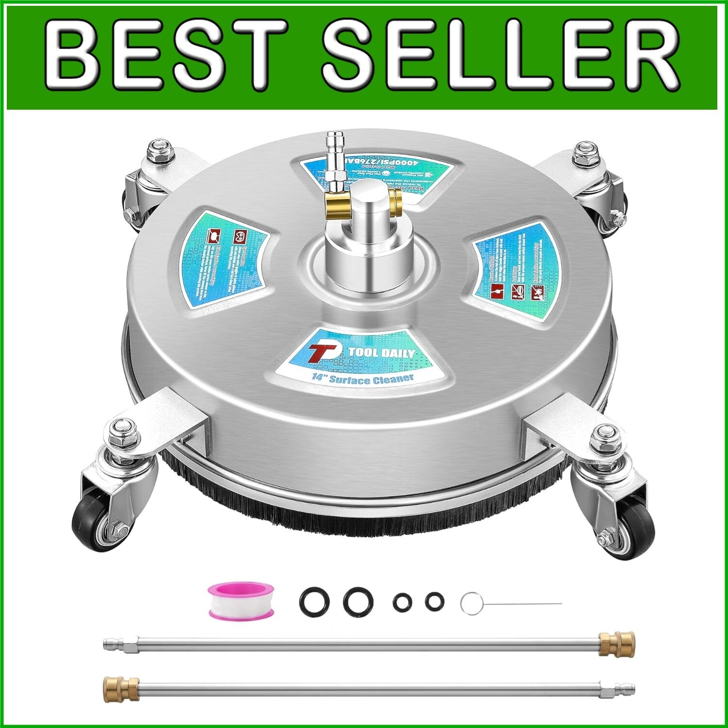 Circle 14" Surface Cleaner with Quick Connect - 4000 PSI Power Washer Accessory