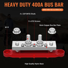 Load image into Gallery viewer, Universal 400A 12V Battery Busbar Terminal Block for Cars &amp; Boats - Red &amp; Black