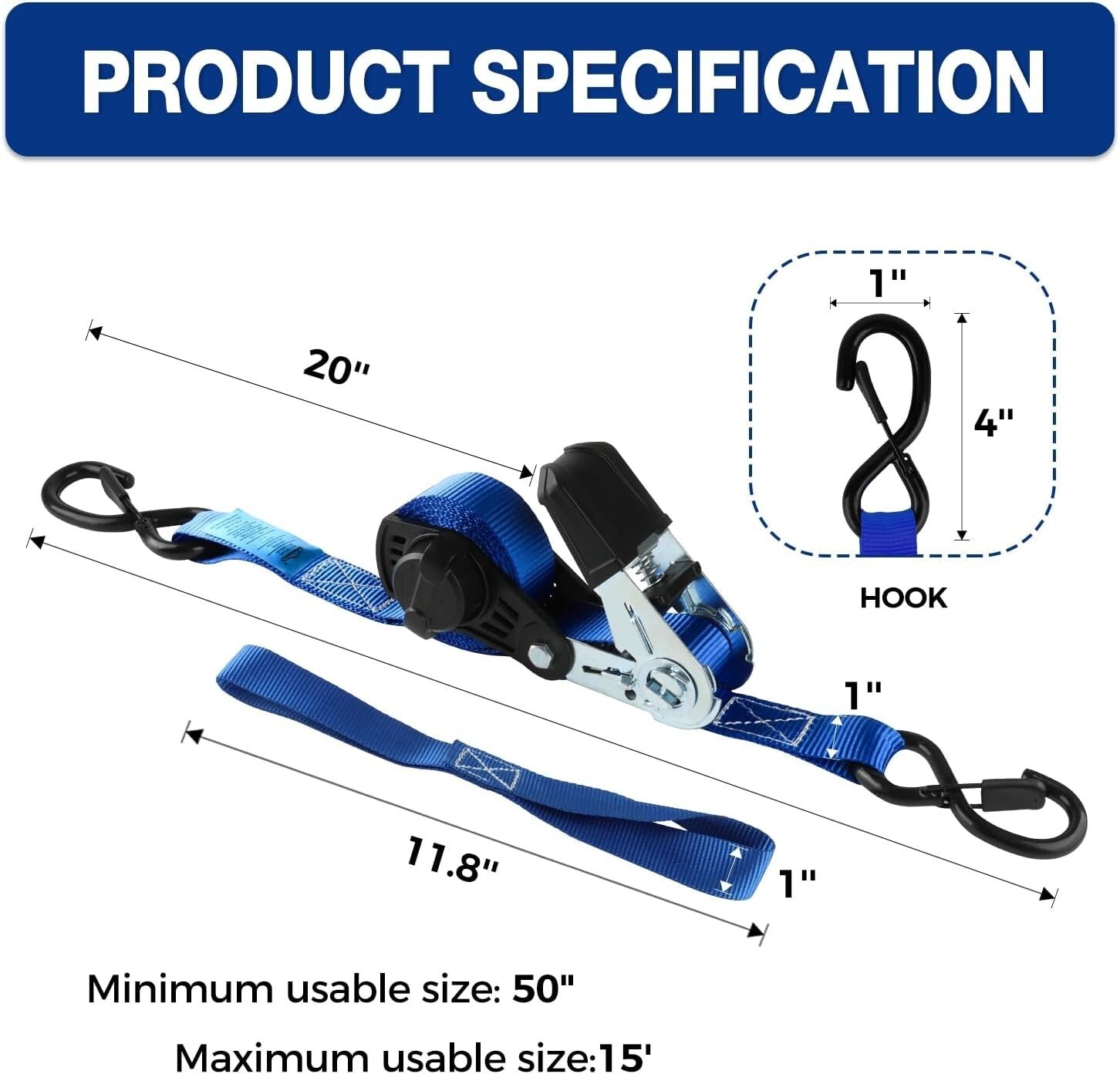 Durable Ratchet Strap Set with Safety Hooks - Ideal for Trucks and Trailers