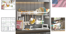 Load image into Gallery viewer, Adjustable Over Sink Dish Drying Rack - Stainless Steel 2-Tier Kitchen Organizer