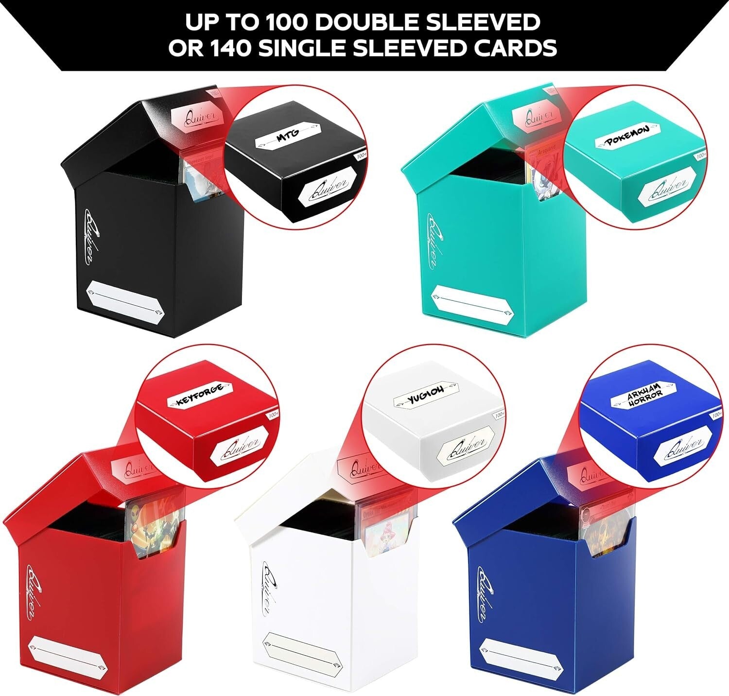 5-Piece Trading Card Holder Set: Deck Box, Sleeves & Dividers - Modern Design