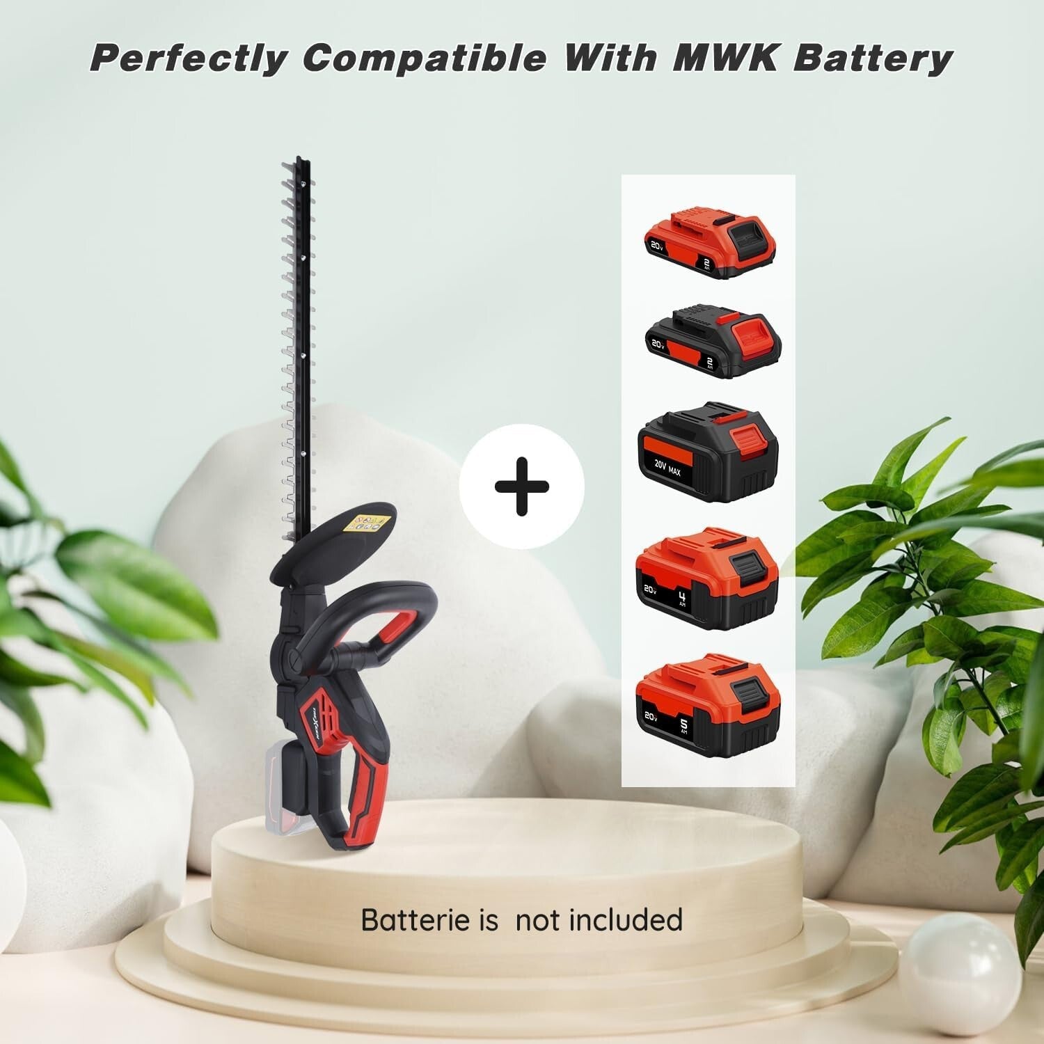 Efficient Battery-Powered Hedge Trimmer with Safety Lock & 3/5 Cutting Capacity