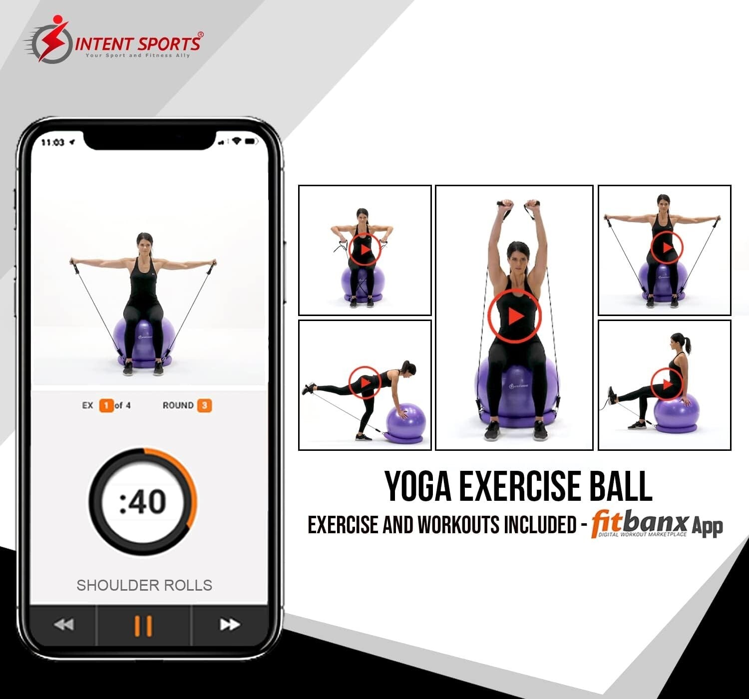 Versatile Fitness Ball Chair – 65 cm Stability Ball for Home Gym & Office Use