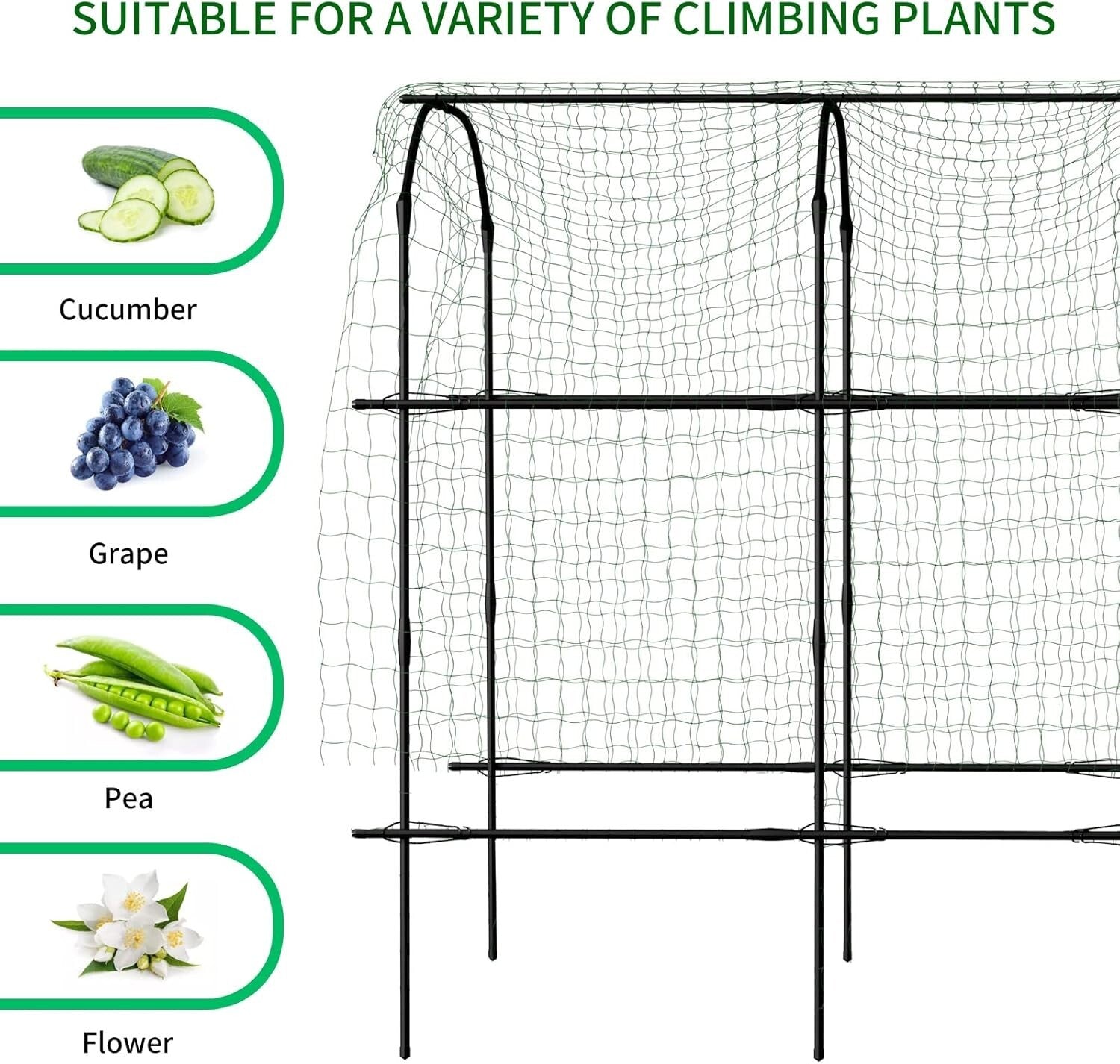 Classic 87-Inch Tall Metal Garden Arch Trellis for Climbing Plants Support