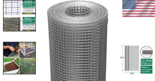 Premium 36''x50' Galvanized Wire Cloth Roll - Ideal for Chicken Coops & Gardens