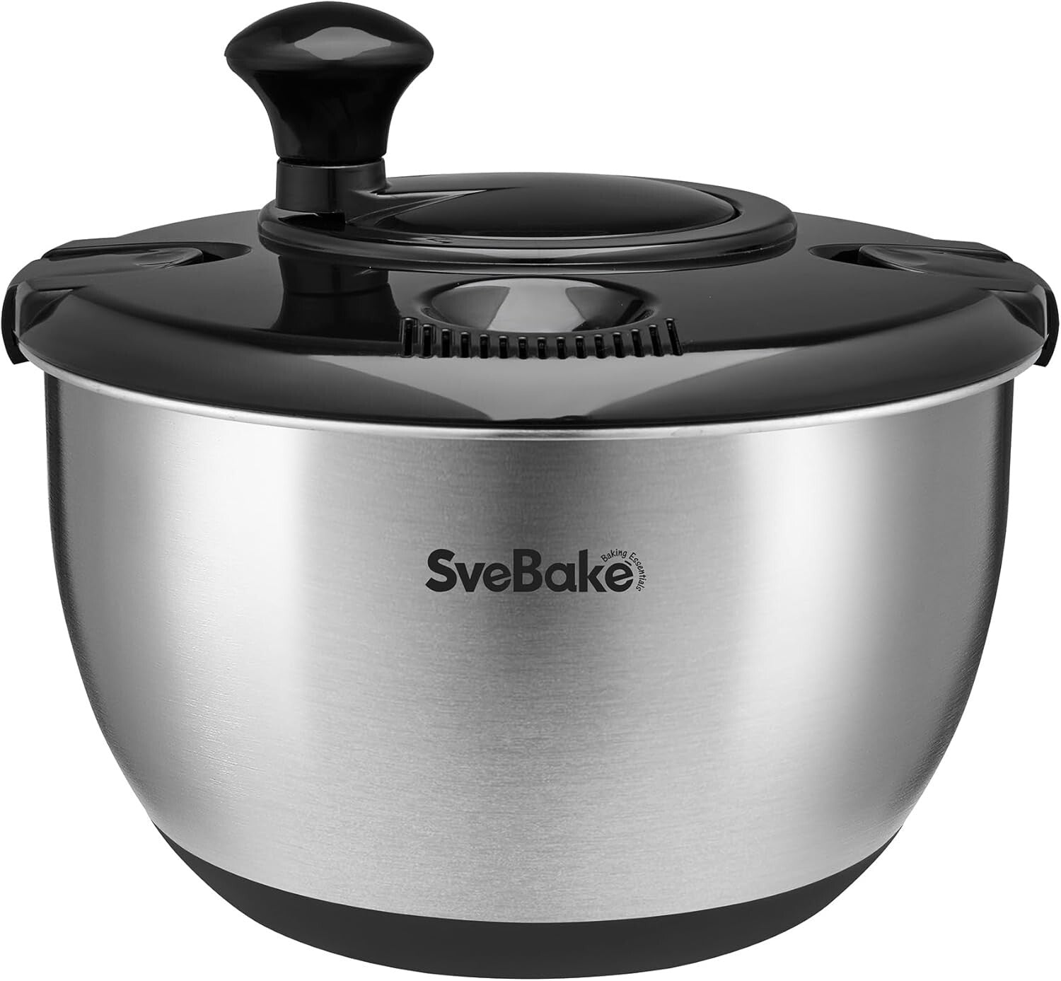 Dishwasher Safe Stainless Steel Salad Dryer with Precision Crank & Non-Slip Base