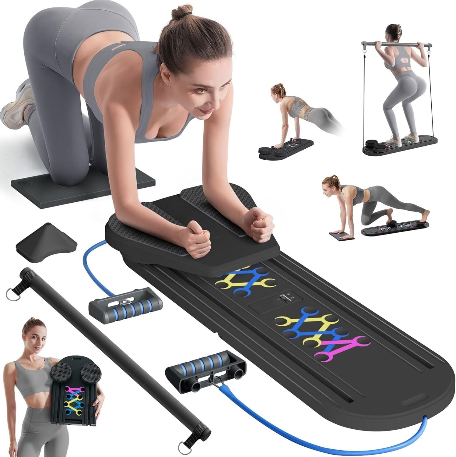 All-in-One Pilates Reformer Set with 15 Exercises - Lightweight & Functional