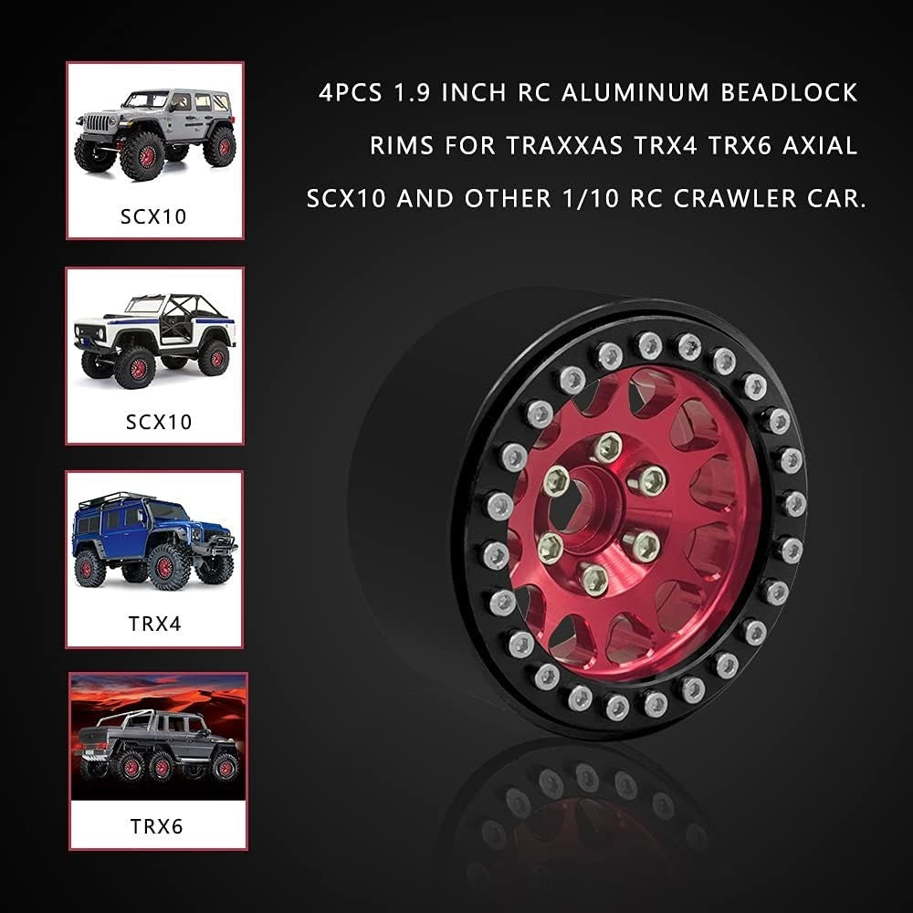 OGRC 1.9 Inch Aluminum Beadlock Wheels - Ideal for Traxxas & D90 Crawlers - 4PCS