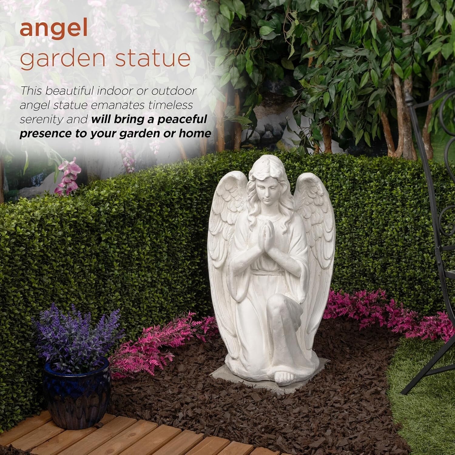 Durable 27" Kneeling Angel Statue - Perfect Indoor/Outdoor Prayer Decor